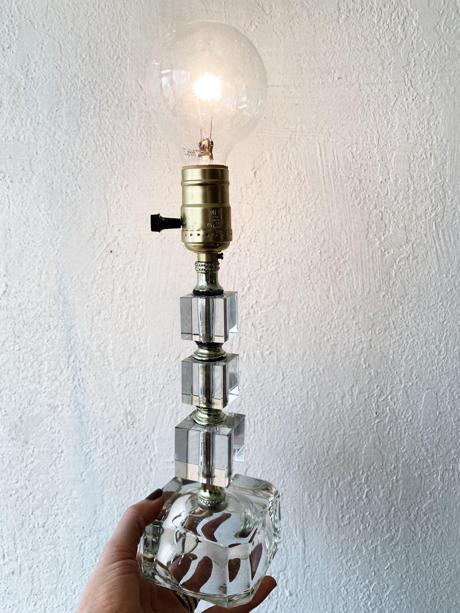 Mid Century Glass Cube Lamp
