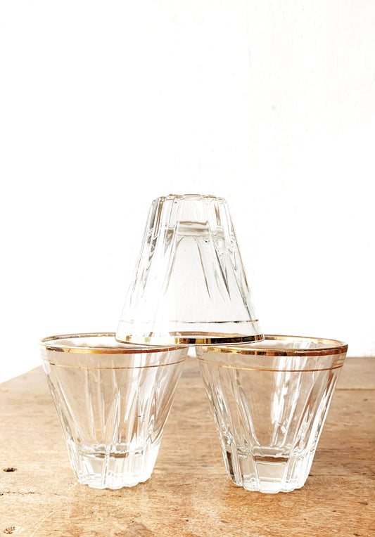 Vintage Cut Glass Cordial Trio