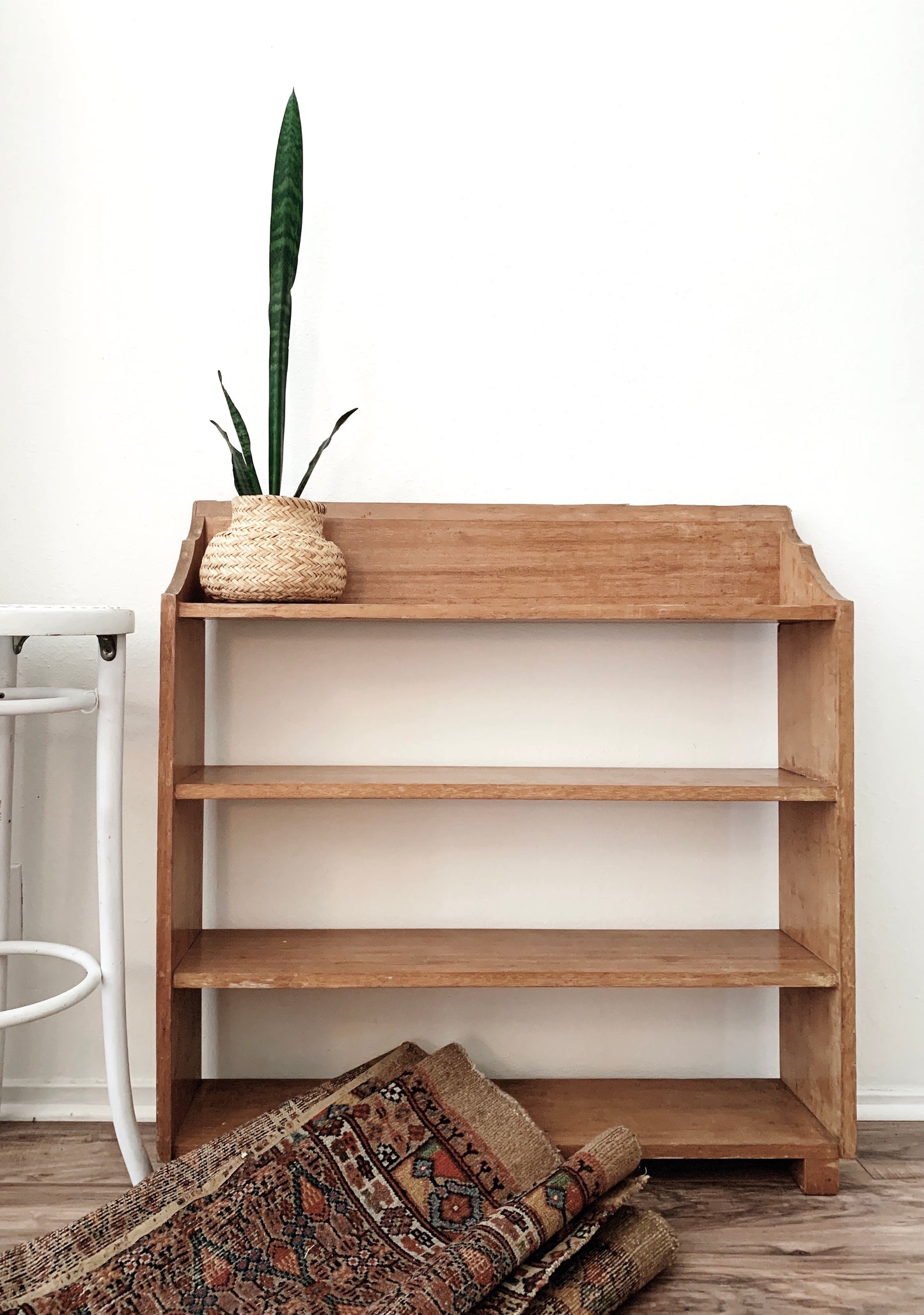 Vintage Open Back Solid Wood Shelf