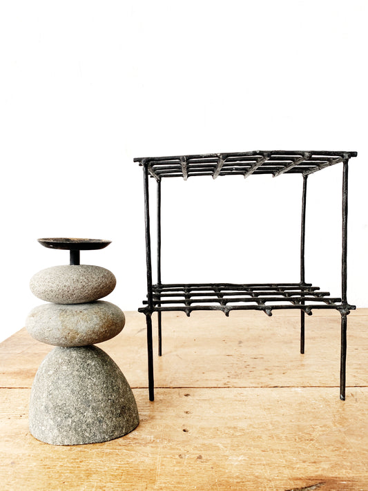 Brutalist Style Iron Grid Shelf