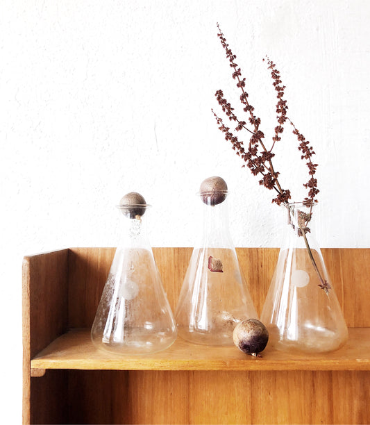 Vintage Laboratory Flask Trio