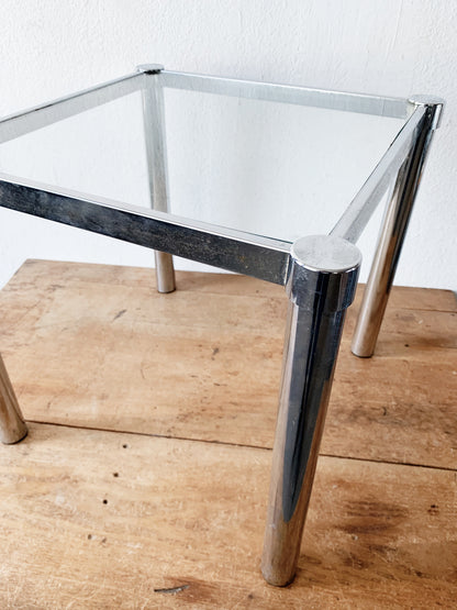 Mid Century Modern Chrome and Glass Side Table