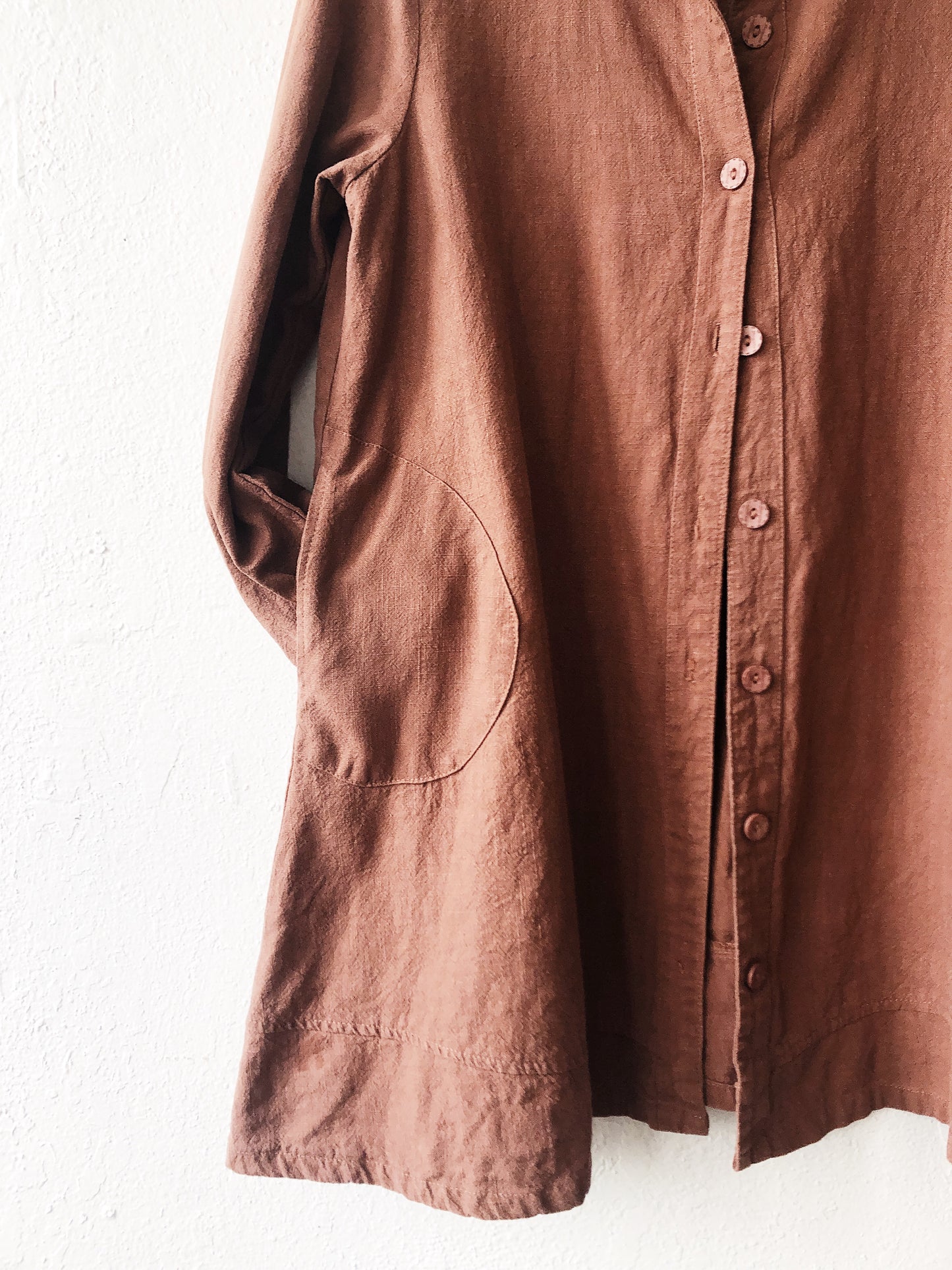 Vintage Teracotta Linen Swing Coat