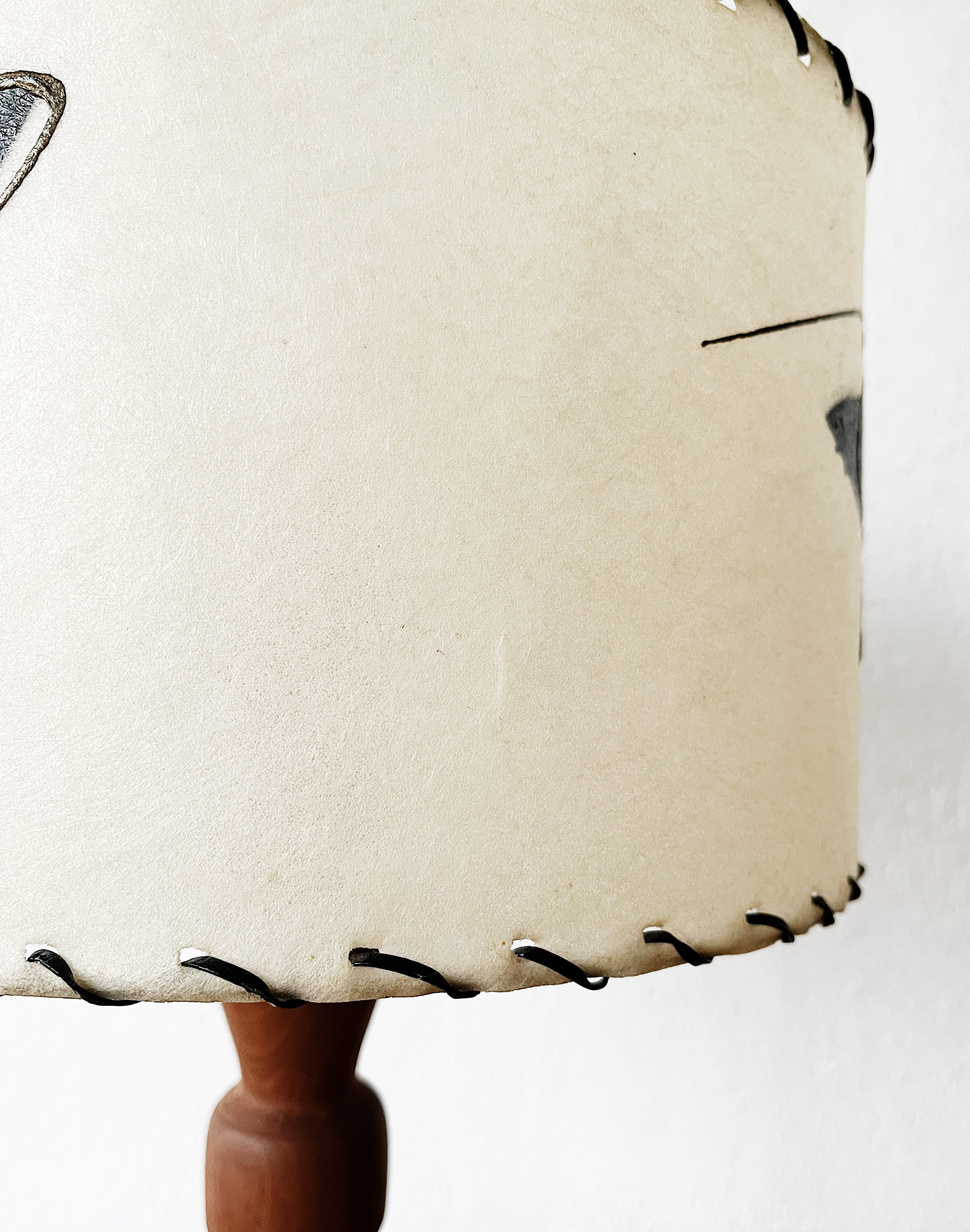 Turned Wood Lamp with Mid Century Shade - Thumbnail 5