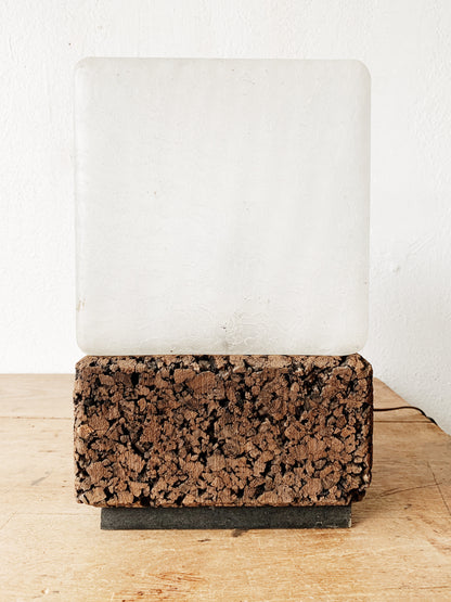 1960’s Cork and Glass Cube Lamp