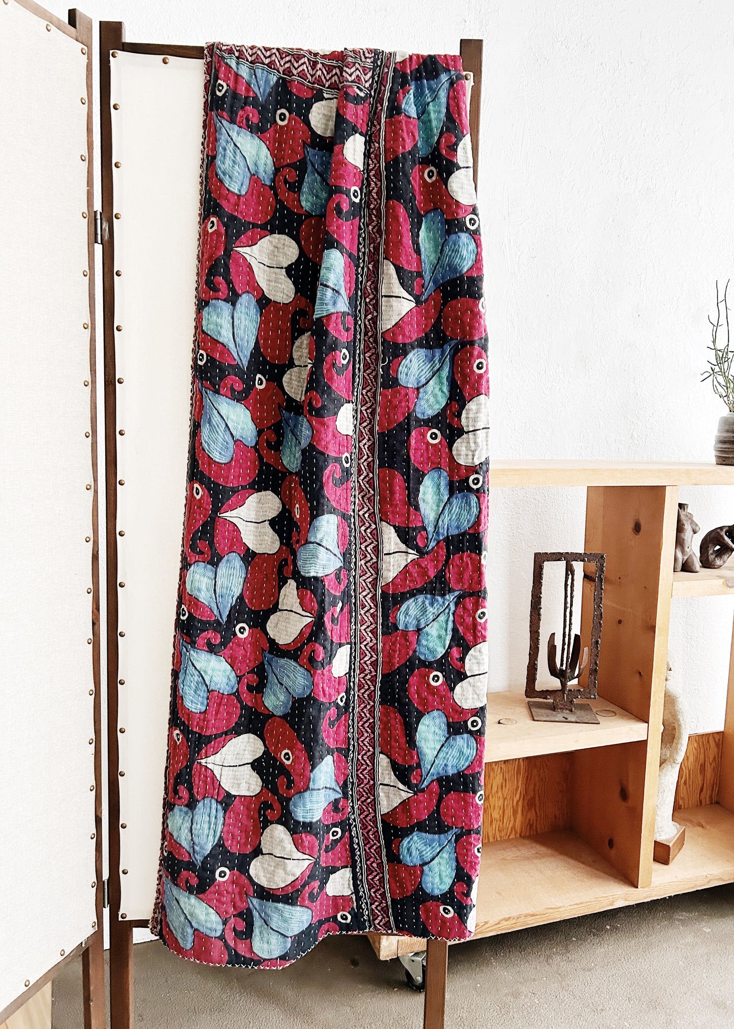Vintage Reversible Cotton Kantha Quilt