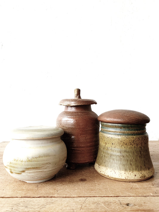 Handmade Lidded Pottery Jar Collection