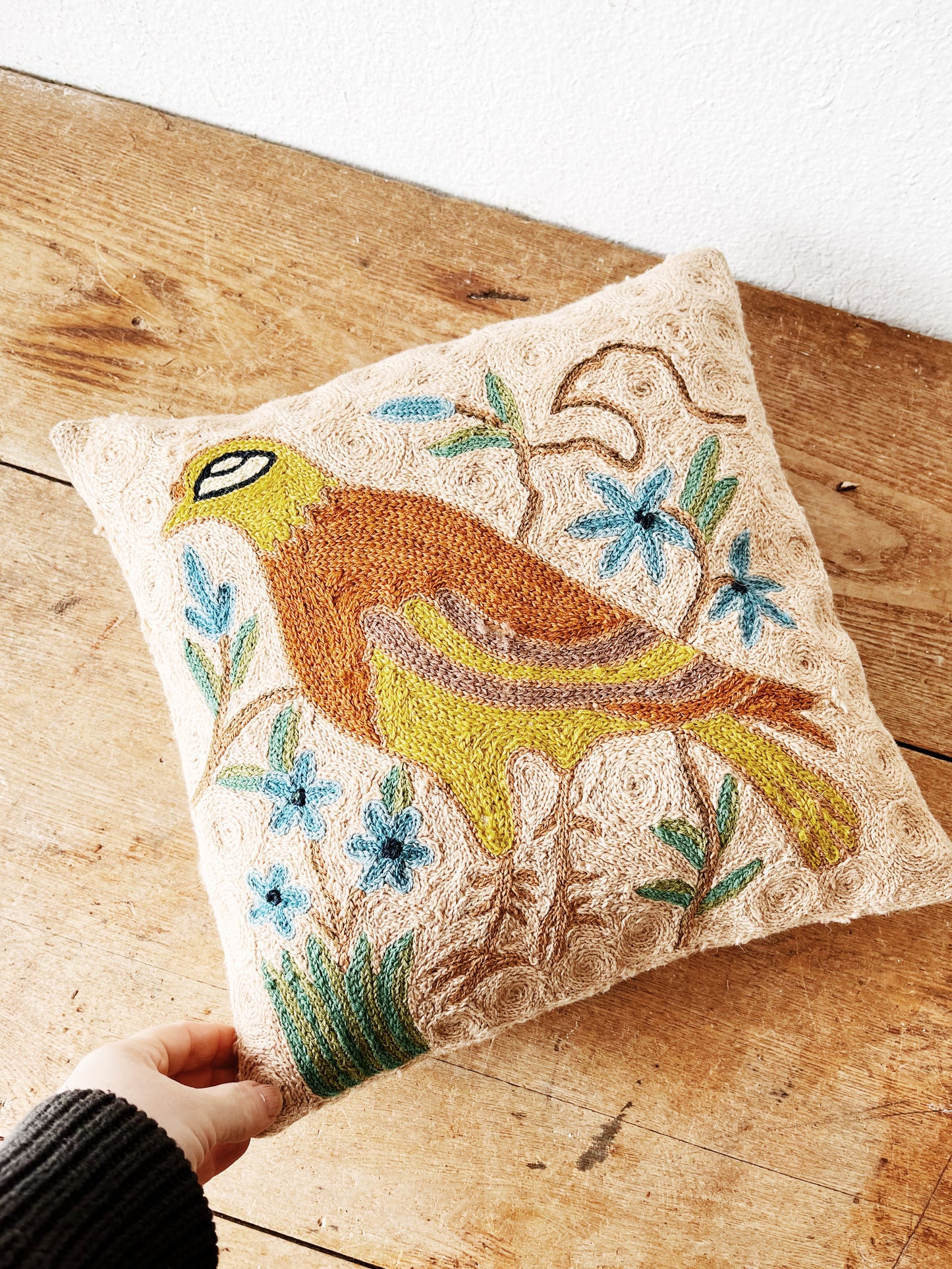 Vintage Crewel Pillow