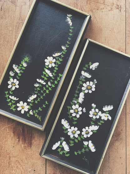 Vintage Floral Painting Pair