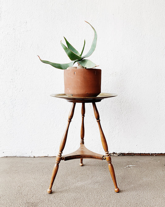 Vintage Wood and Brass Side Table /Stand