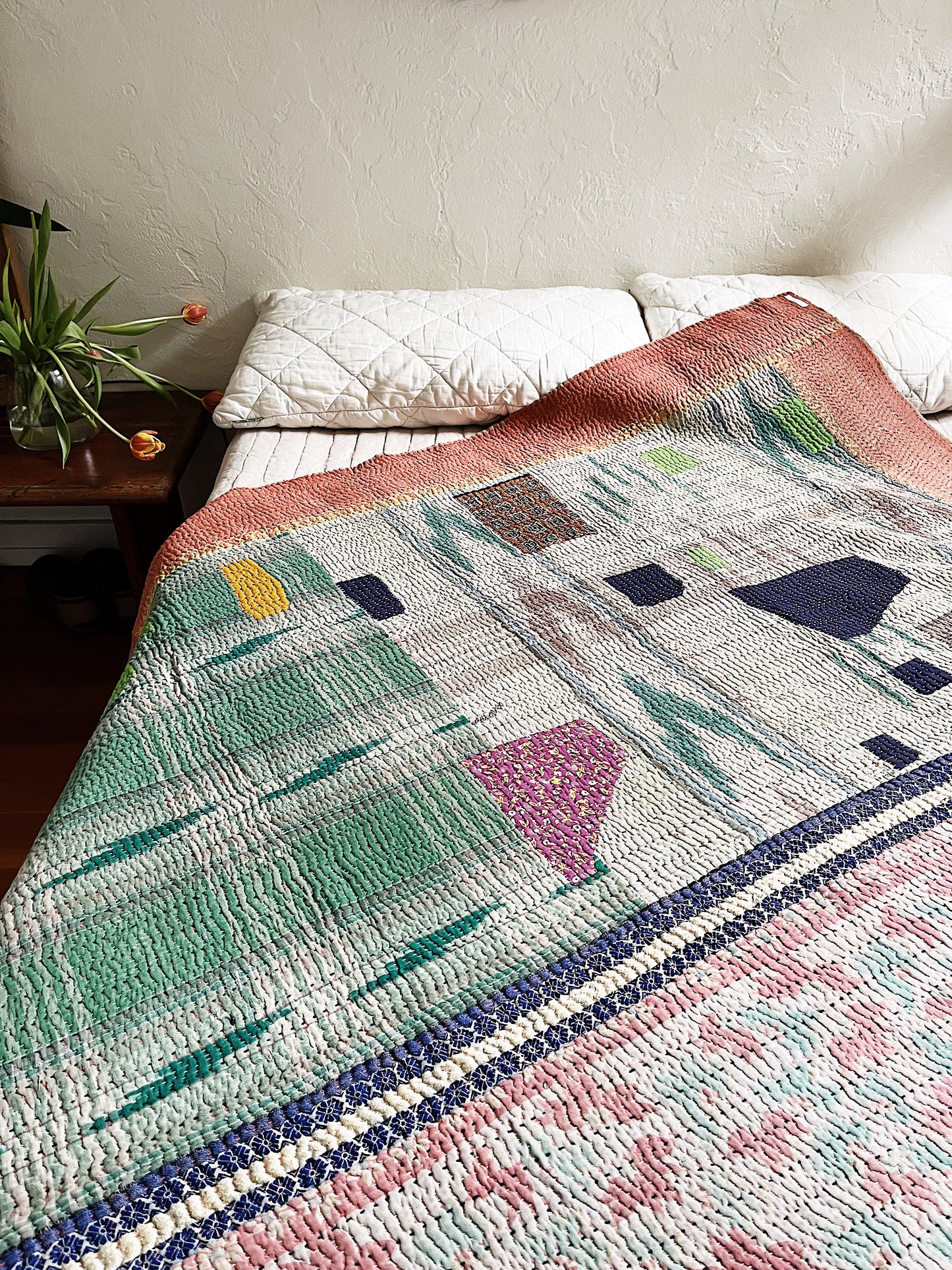 Handmade Cotton Kantha Quilt