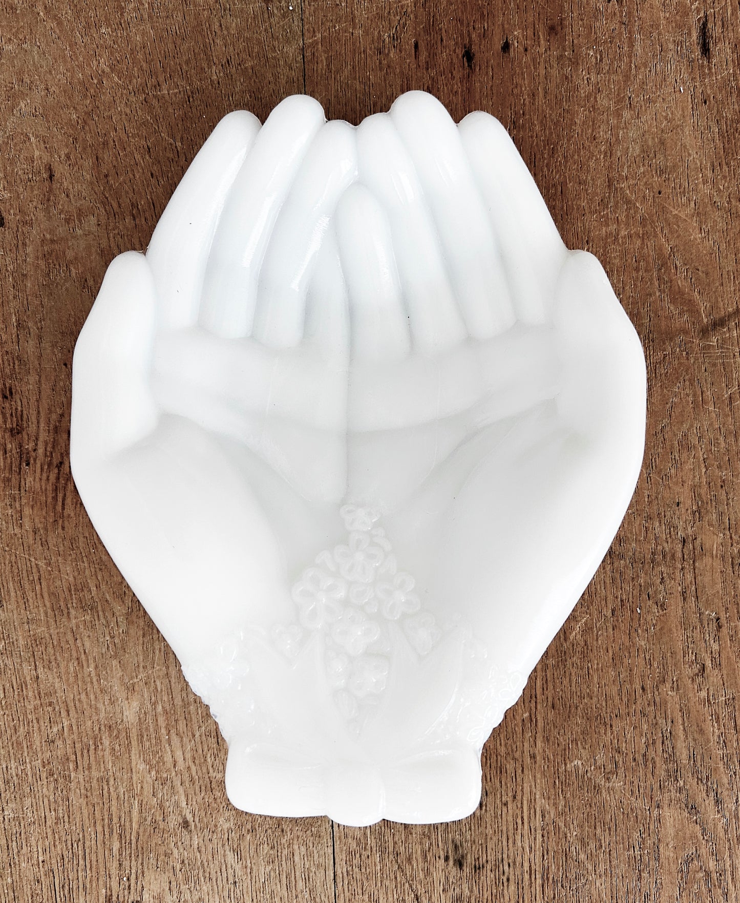 Vintage Milk Glass Hands Dish