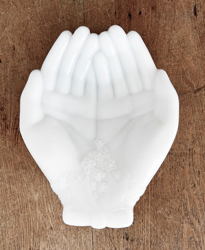 Vintage Milk Glass Hands Dish