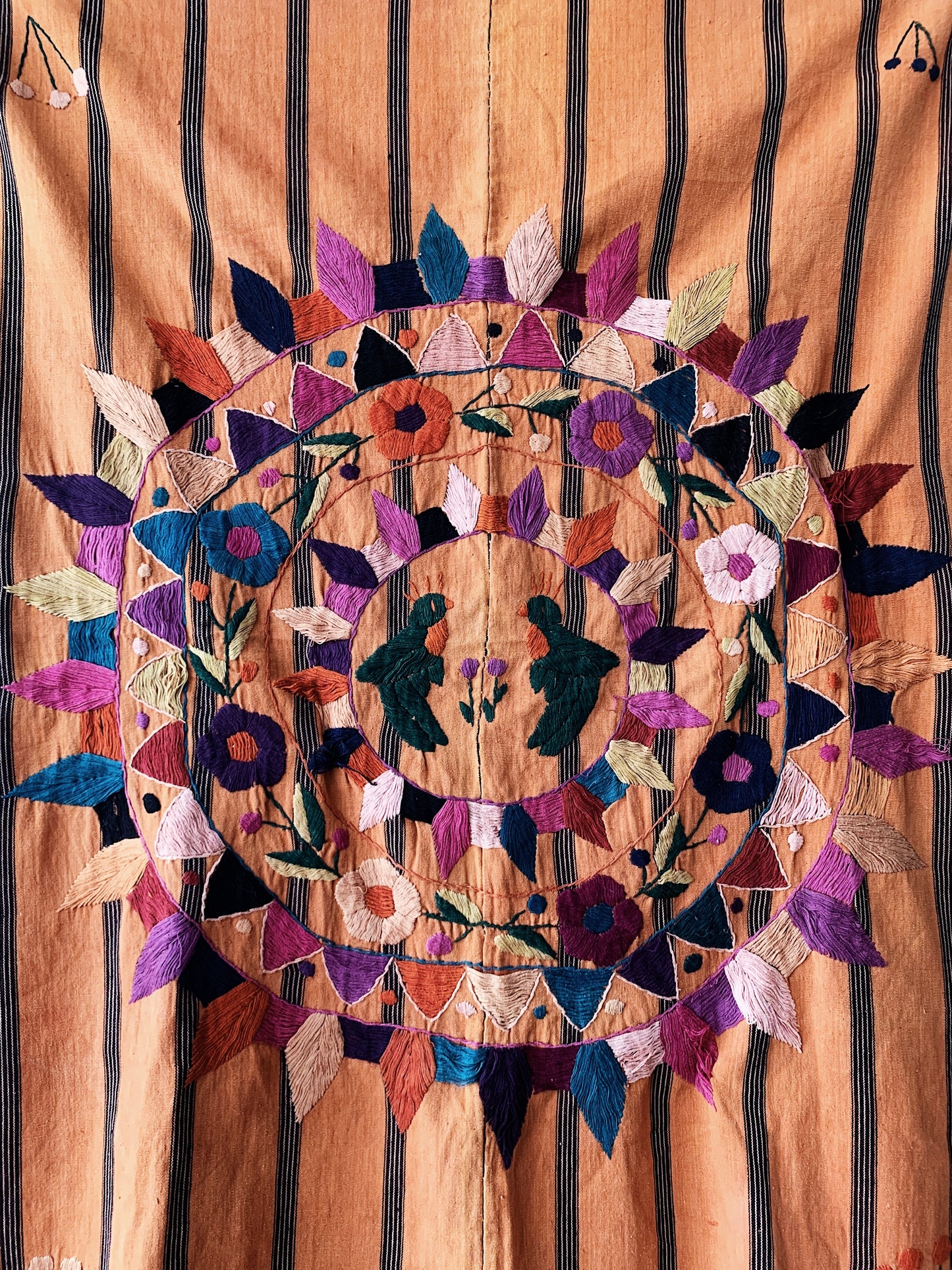 Vintage Embroidered Cotton Textile