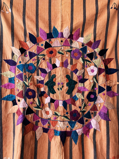 Vintage Embroidered Cotton Textile