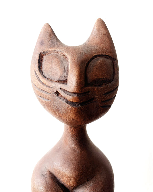 Mid Century Carved Wood Statue