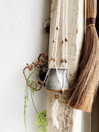 Vintage macrame with Ceramic Vessel