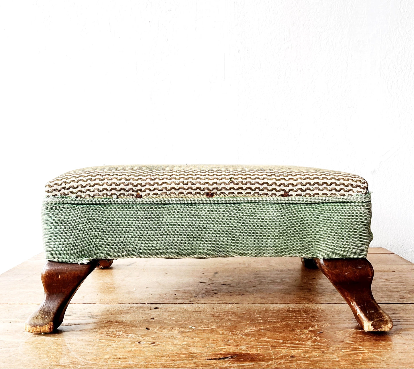 Vintage 1920s Upholstered Footstool