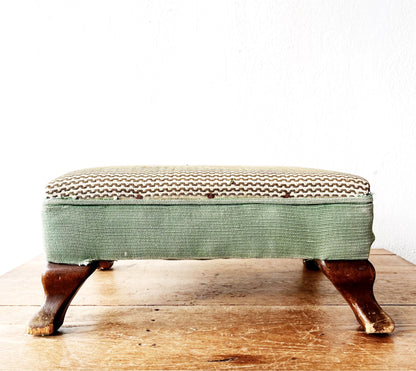 Vintage 1920s Upholstered Footstool