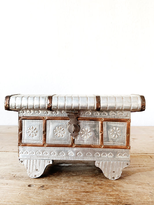 Pressed Tin and Copper Jewelry Chest