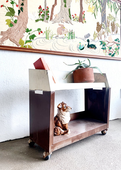 Mid Century Metal Rolling Shelf
