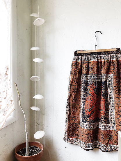 Vintage Hand Painted Batik Folk Skirt