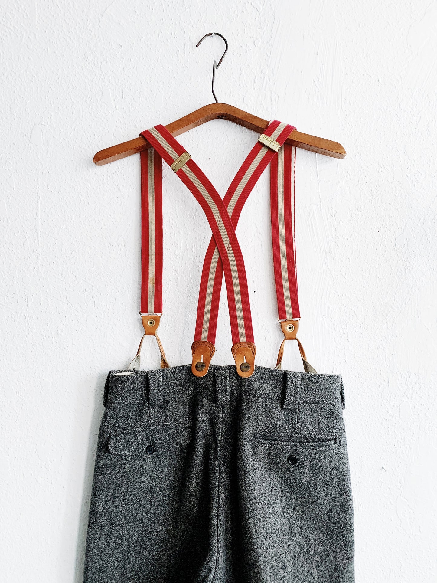 Vintage LL Bean Thick Wool Trousers with Suspenders