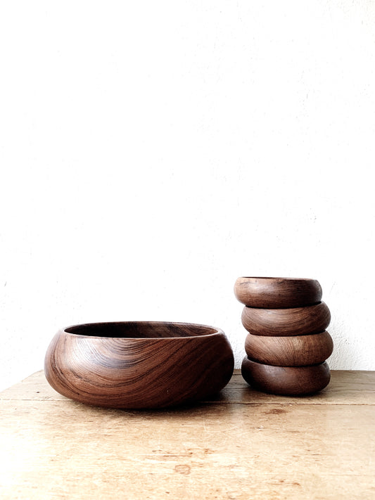 Mid Century Teak Salad Bowl Set