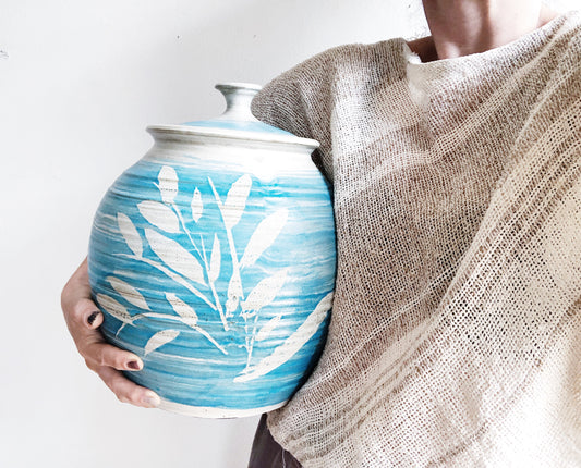 Vintage Ceramic Sun Print Canister