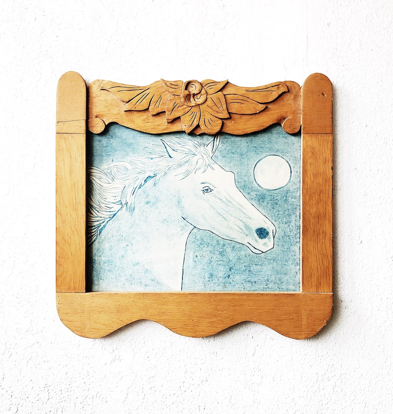 Vintage Framed Horse and the Moon