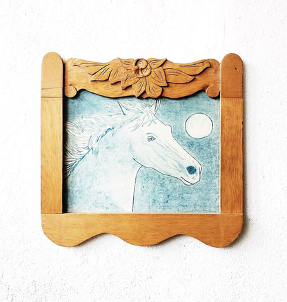 Vintage Framed Horse and the Moon