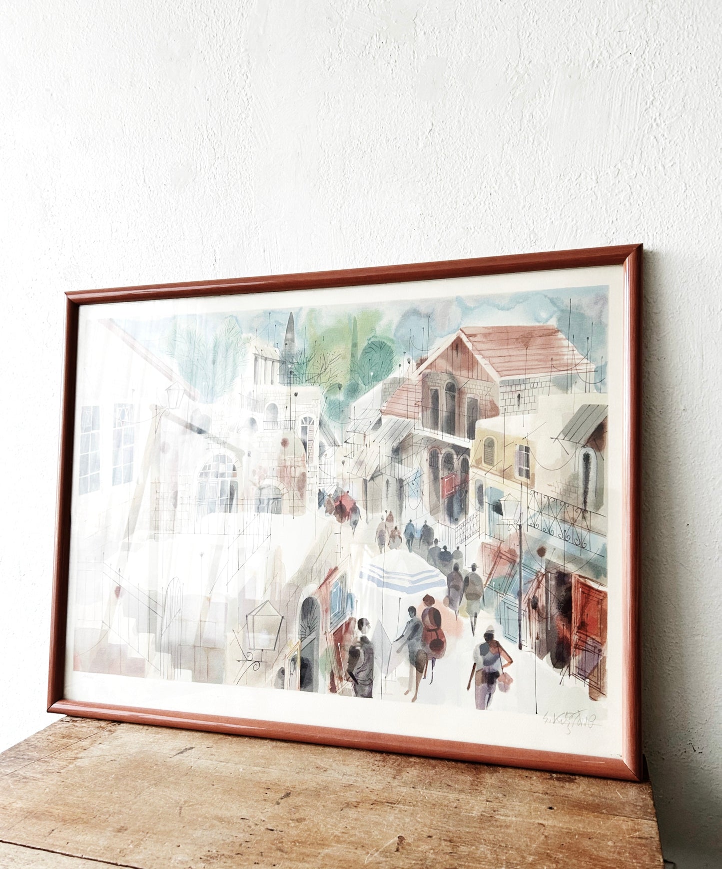 Large Framed Watercolor Painting