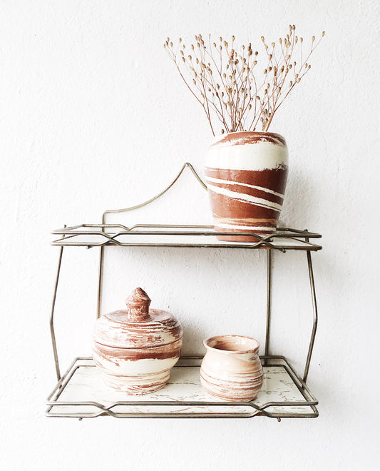 Vintage Brass Framed Shelf