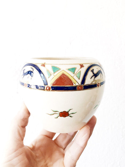 Vintage Japanese Enamel Cachepot