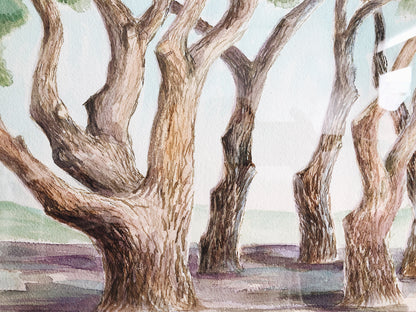 Vintage Tree Grove Landscape Painting