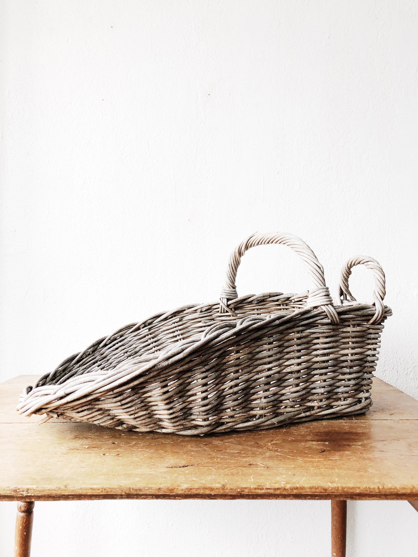 Vintage French Willow Gathering Basket