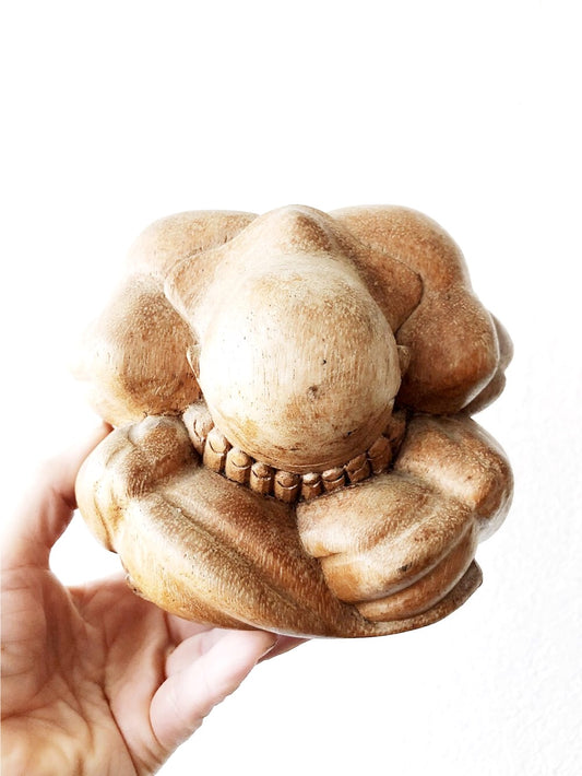 Large Vintage Wooden Weeping Buddha