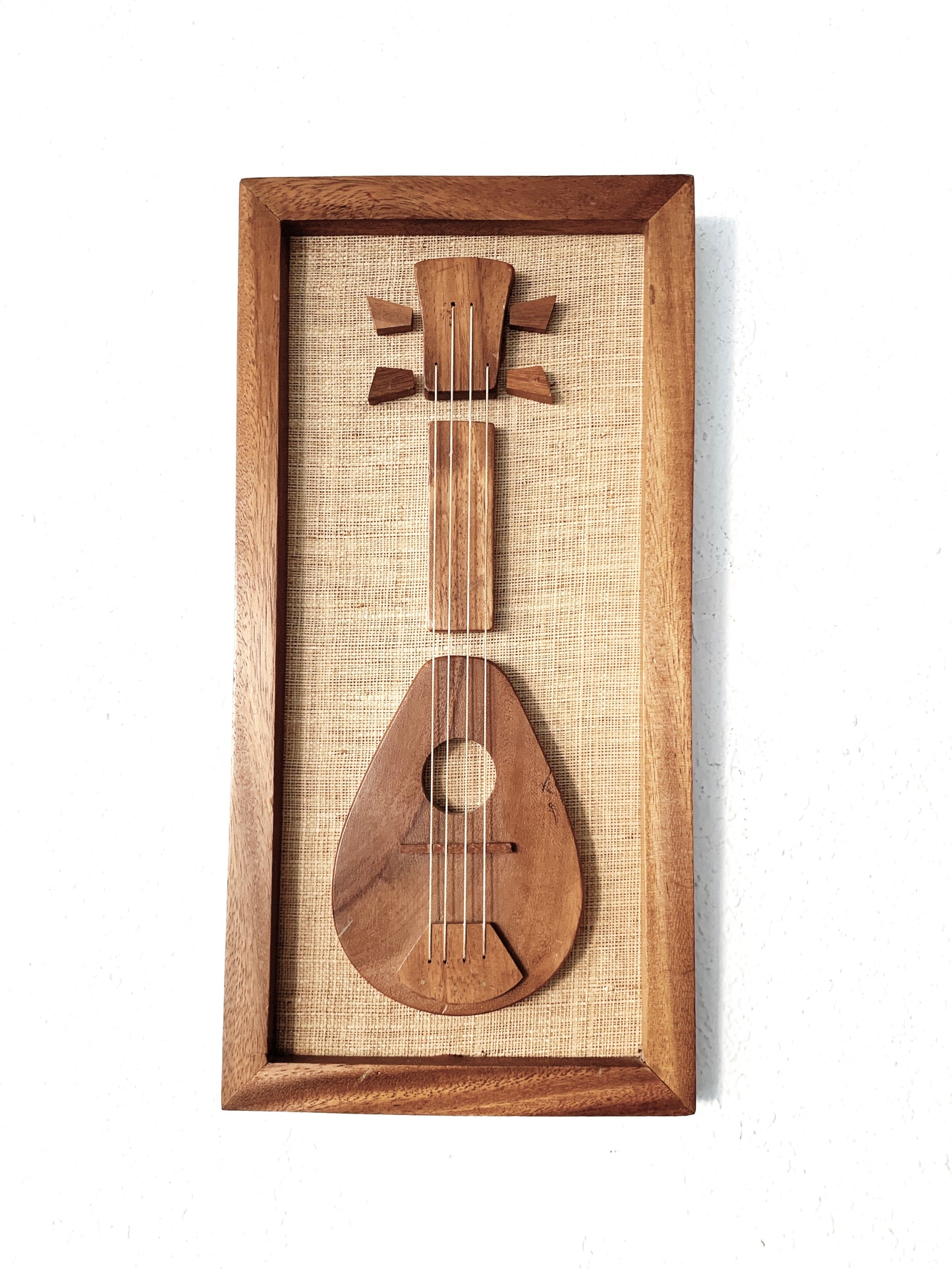 Mid Century Enesco Acacia Wood Mandolin Art
