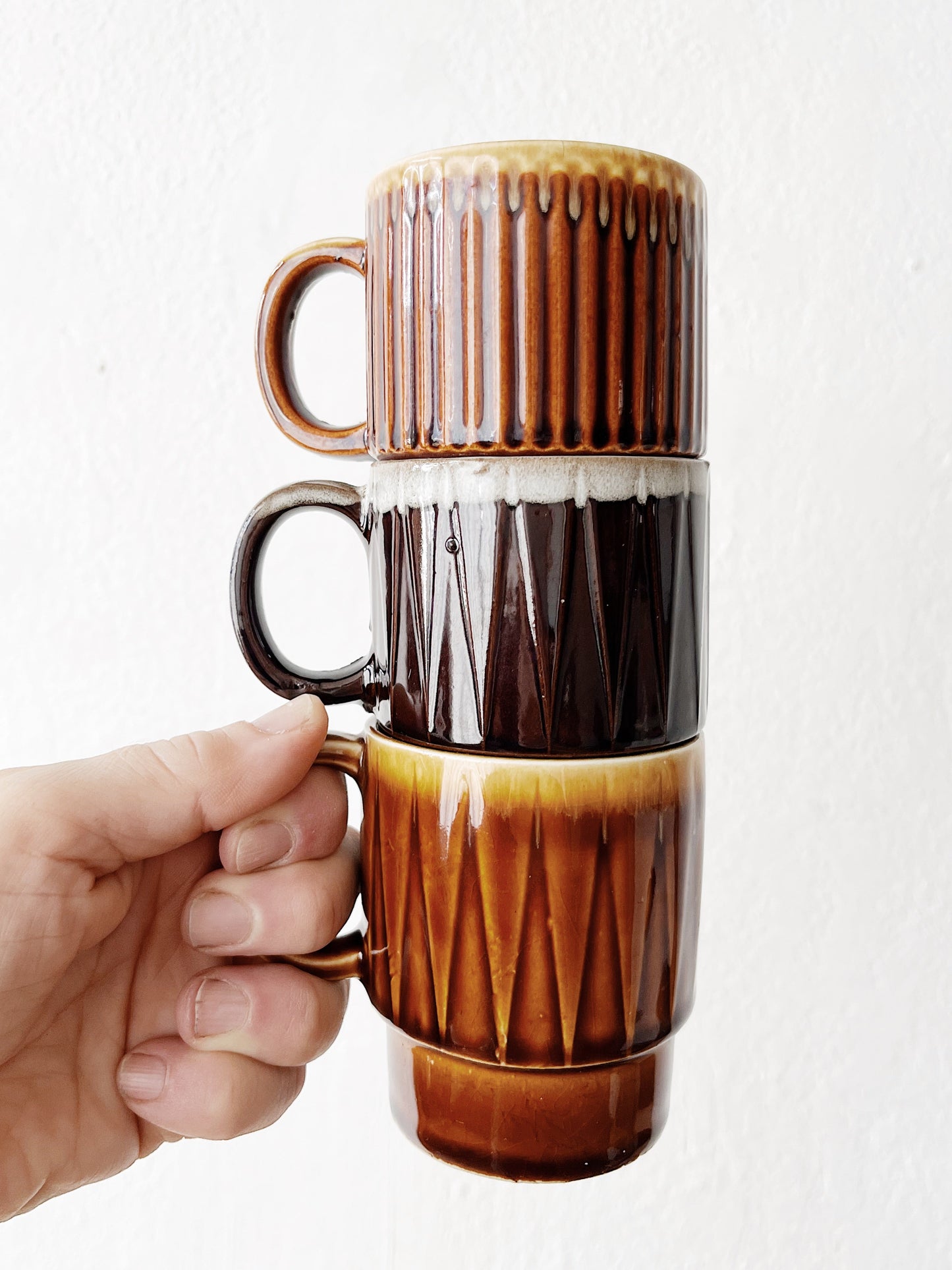 Mid Century Stacking Ceramic Mugs