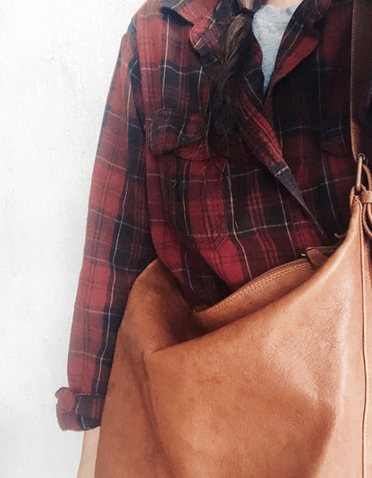 Vintage Oversized Leather Bucket Bag