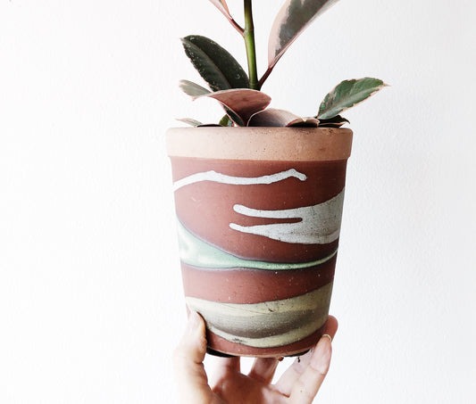 Vintage Swirl Clay Pot