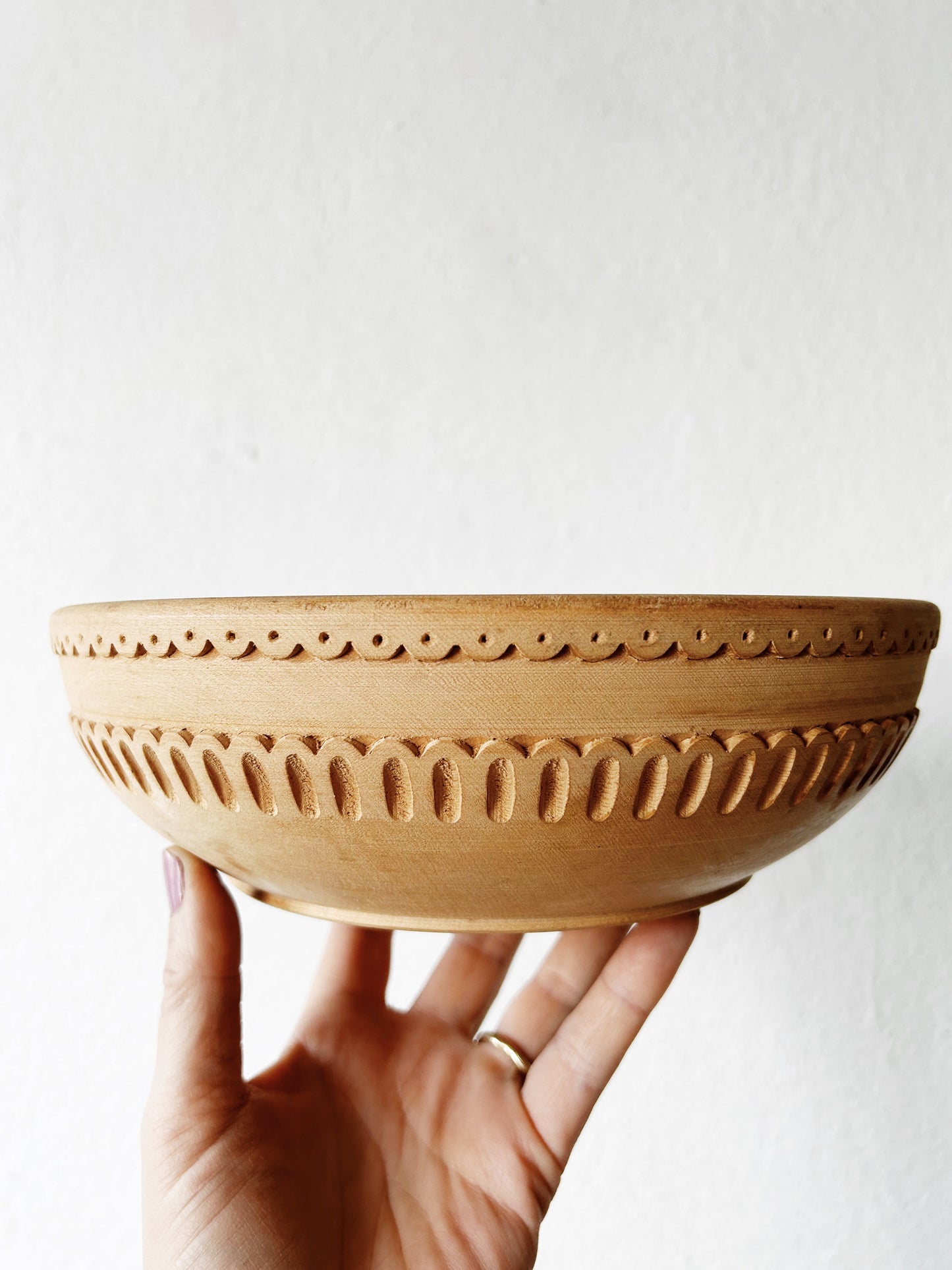 Vintage Carved Wood Bowl Greece