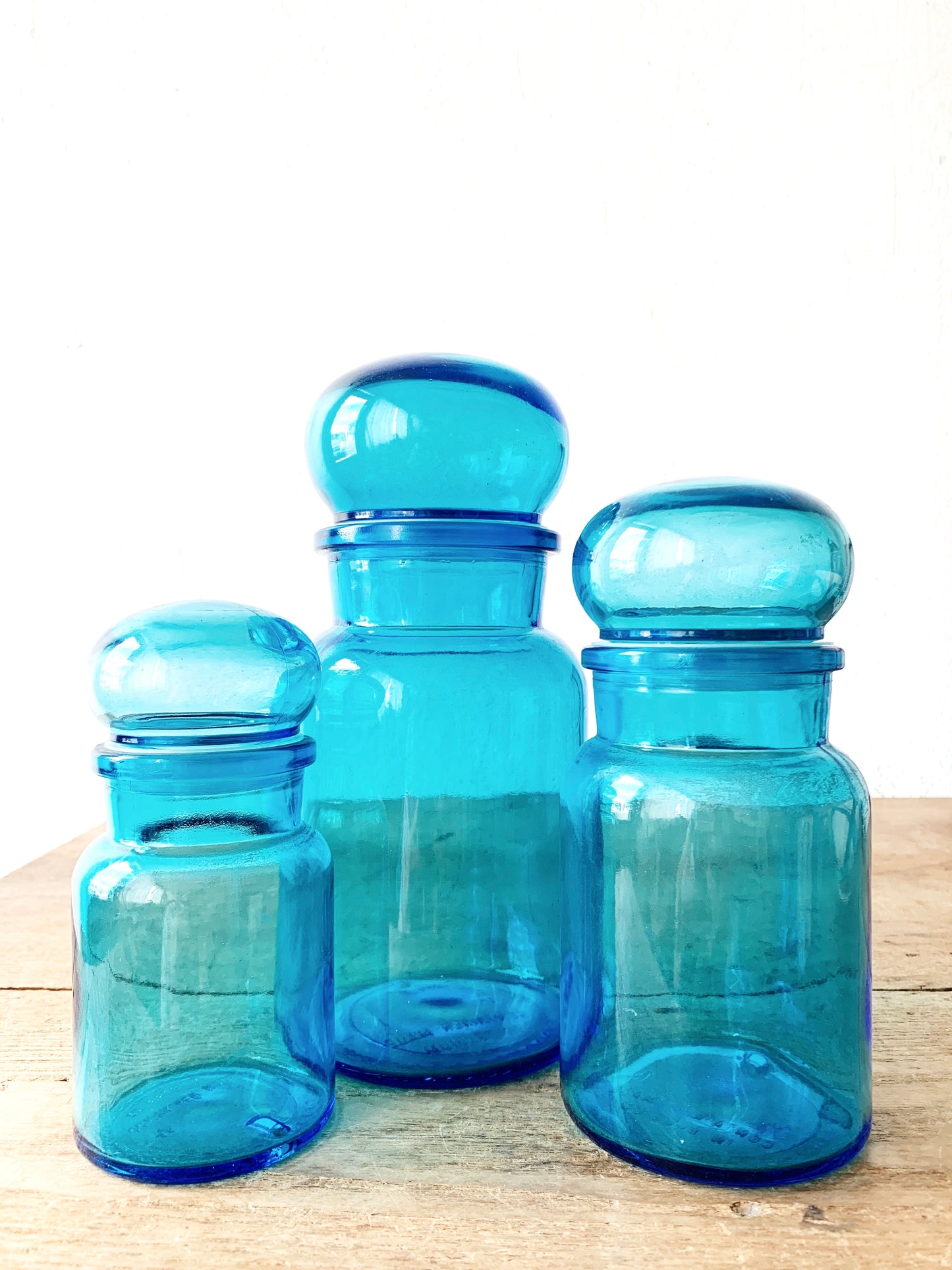 Vintage Belgium Blue Glass Bottles