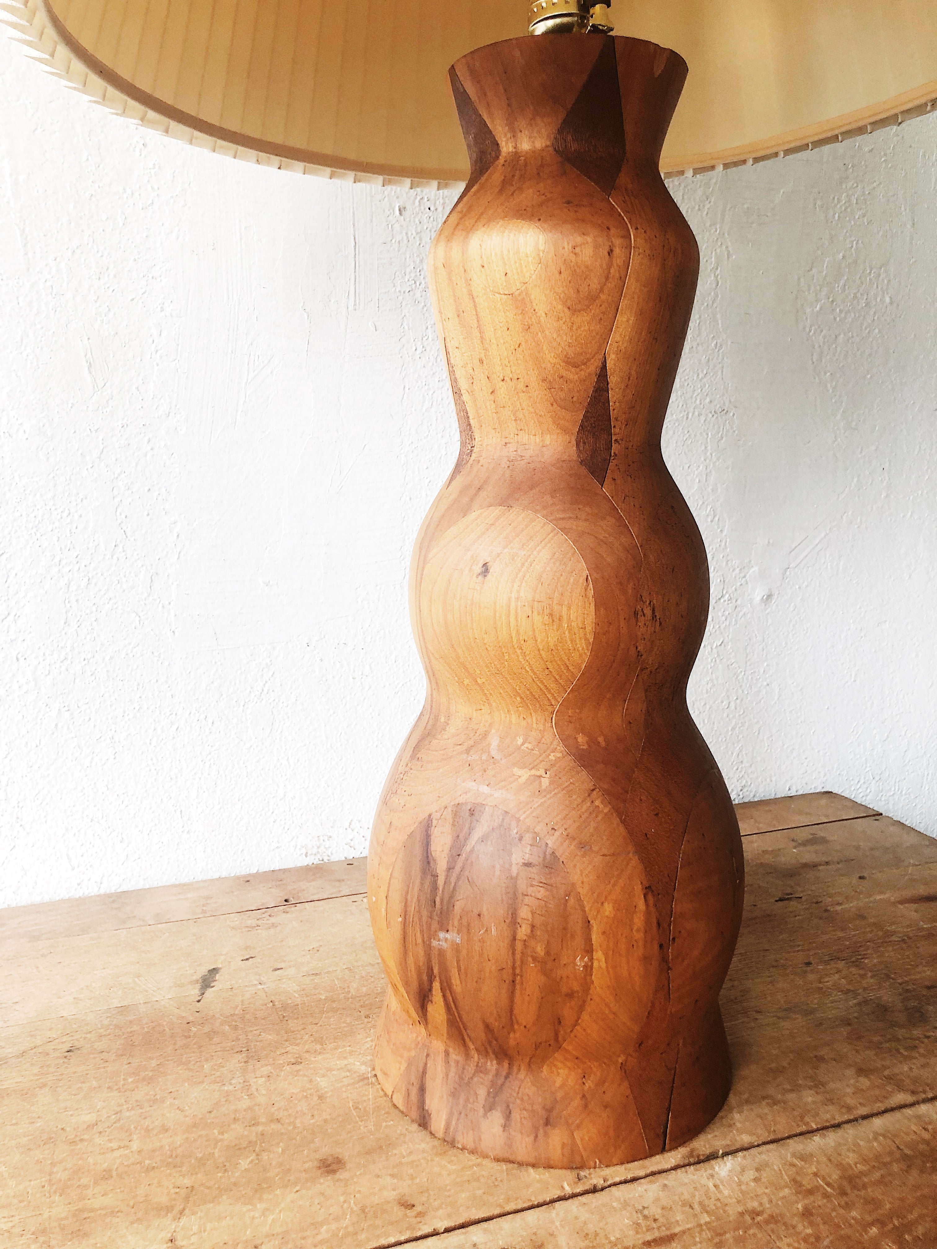 Large Handmade Pieced Wood Lamp - Thumbnail 3