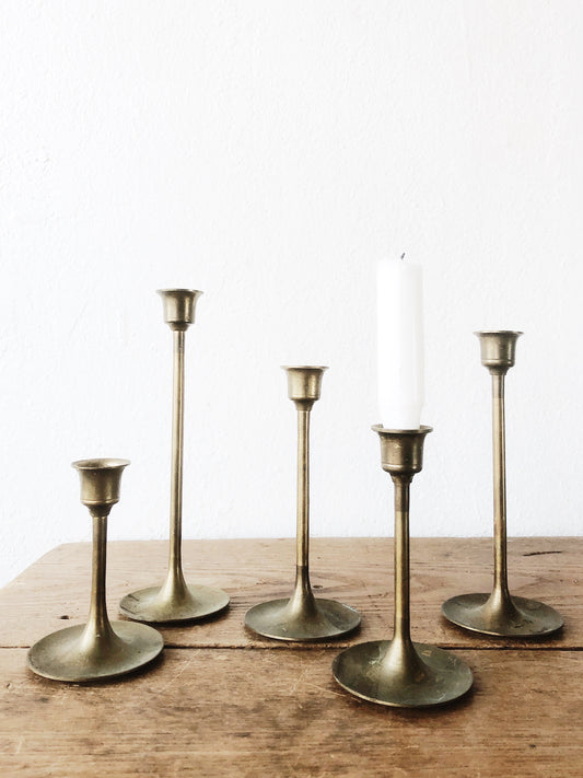 Set of Vintage Brass Candlestick Holders