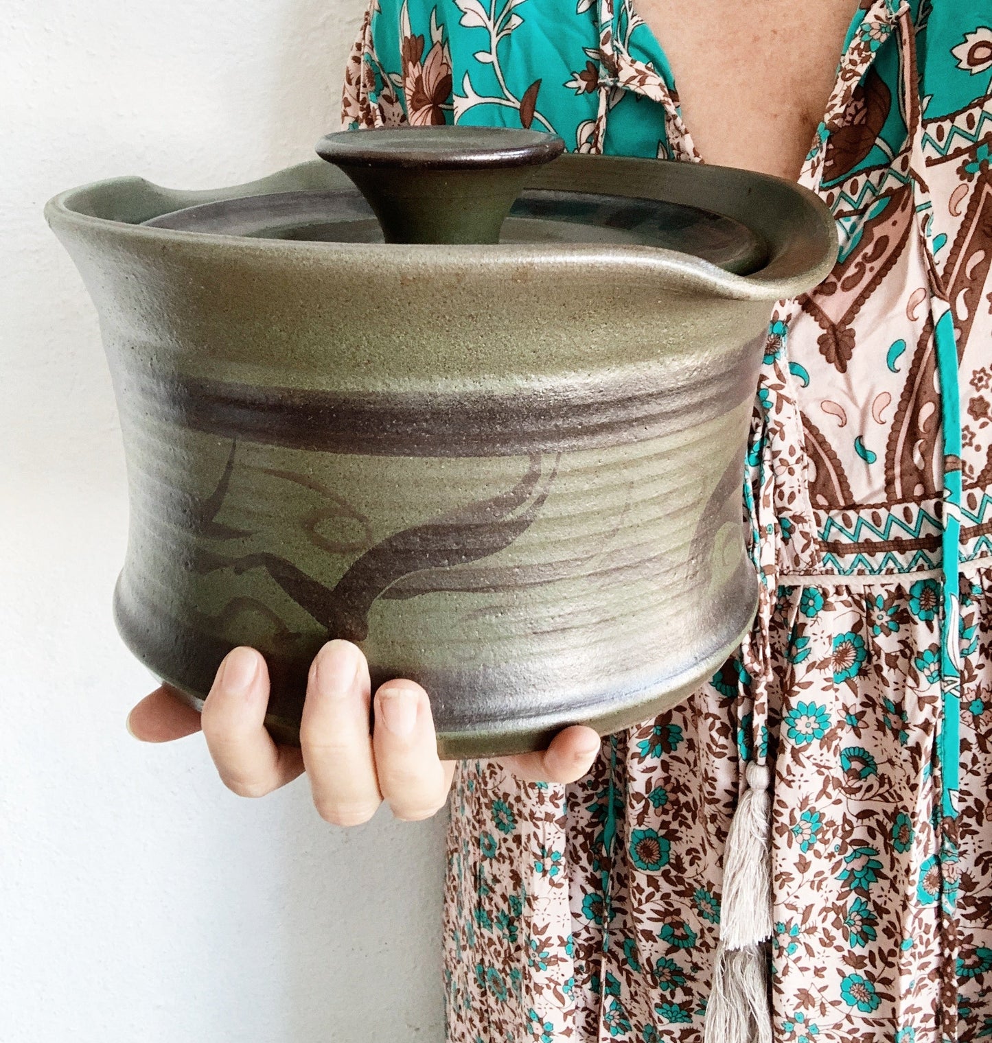 Vintage Stoneware Lidded Crock