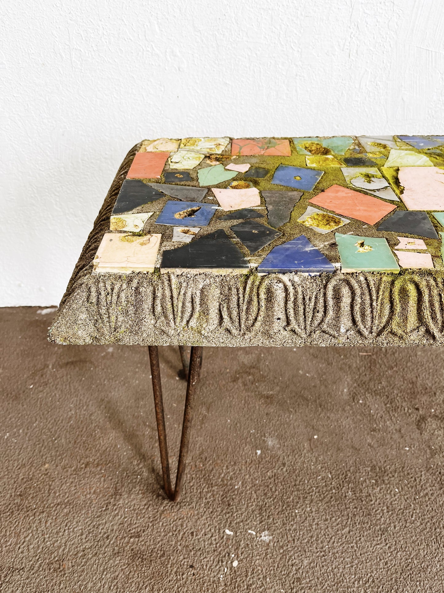 Vintage Mosaic Stone Bench