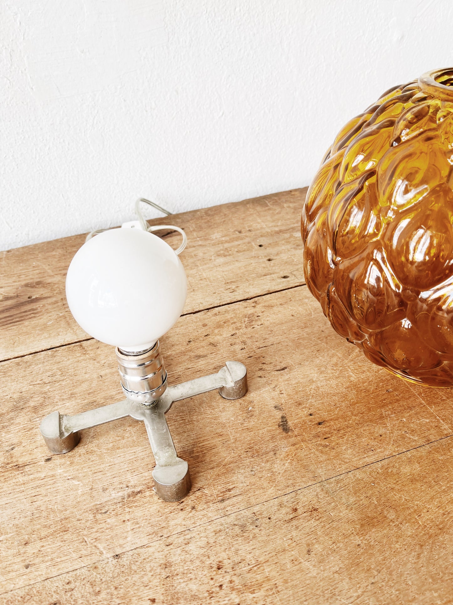 Vintage Amber Globe Lamp