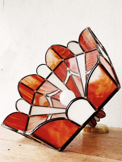 Vintage Leaded Stained Glass Pendant Light
