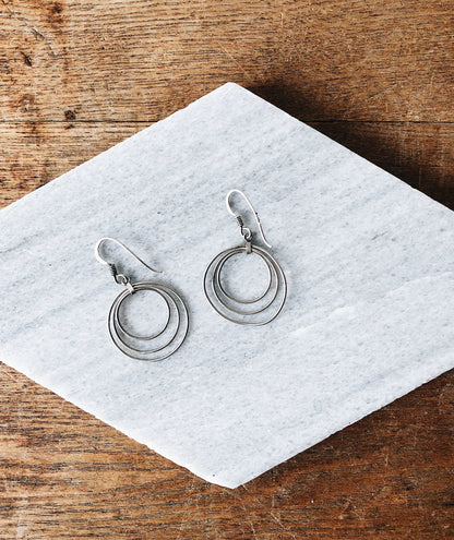 Vintage Mexican Silver Circle Earrings